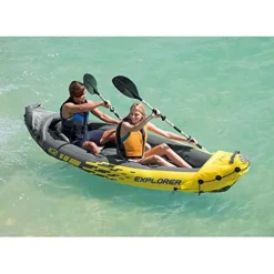 Intex 2-Person Inflatable Kayak with Oars, Air Pump & 4-Person Boat with Oars, Pump
