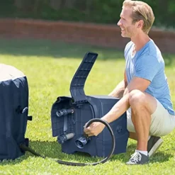 Intex Portable Inflatable Hot Tub Bubble Jet Spa with Tablet Mobile Phone Spa Tray Accessory, White Blue