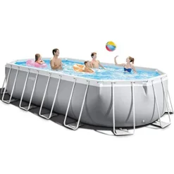 Intex Prism Frame Oval Swimming Pool Set Gray