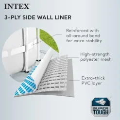 Intex Prism Frame Rectangular Above Ground Swimming Pool Set Light Grey