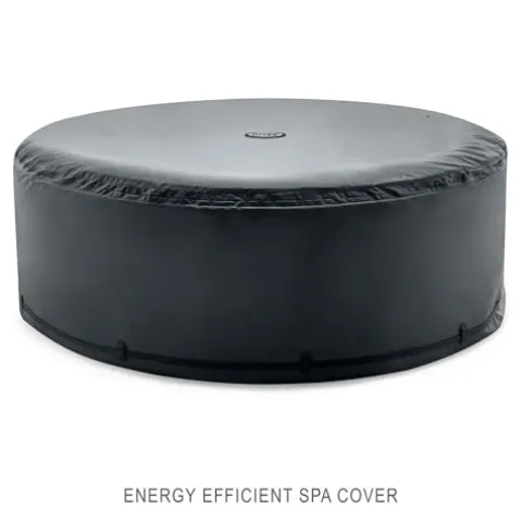 Intex PureSpa 4 Person Round Bubble Massage Inflatable Hot Tub Spa Set Tan