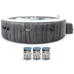 Intex PureSpa Greywood Deluxe Outdoor Inflatable Hot Tub Wood Grain Pattern