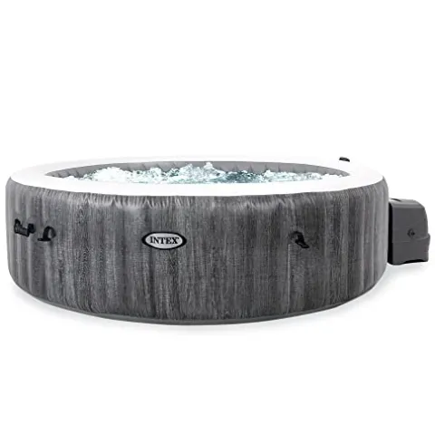 Intex PureSpa Greywood Deluxe Outdoor Inflatable Hot Tub Wood Grain Pattern