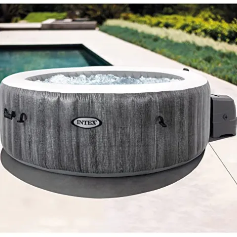 Intex PureSpa Greywood Deluxe Outdoor Inflatable Hot Tub Wood Grain Pattern