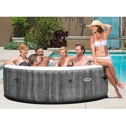 Intex PureSpa Greywood Deluxe Outdoor Inflatable Hot Tub Wood Grain Pattern