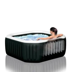 Intex PureSpa Jet and Bubble Deluxe Inflatable Hot Tub Set Black