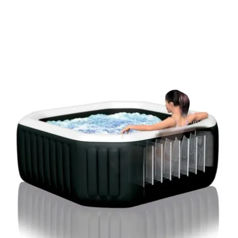 Intex PureSpa Jet and Bubble Deluxe Inflatable Hot Tub Set Black