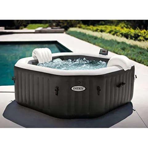 Intex PureSpa Jet and Bubble Deluxe Inflatable Hot Tub Set Black