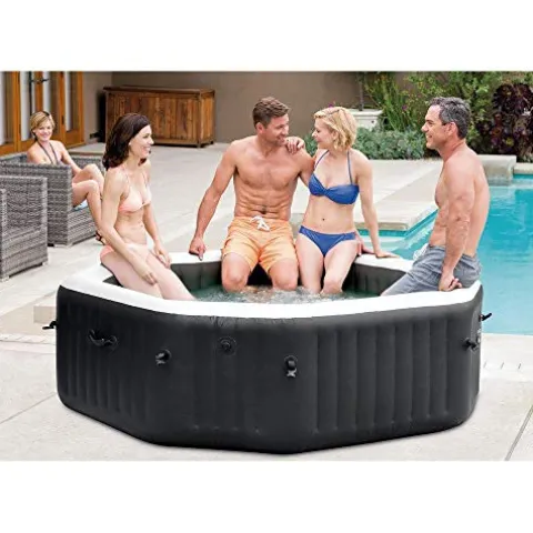 Intex PureSpa Jet and Bubble Deluxe Inflatable Hot Tub Set Black