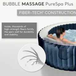 Intex PureSpa Plus 6 Person Inflatable Outdoor Hot Tub Spa Cobalt Blue