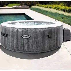 Intex PureSpa Plus 6 Person Inflatable Outdoor Hot Tub Spa Greywood