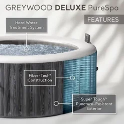 Intex PureSpa Plus 6 Person Inflatable Outdoor Hot Tub Spa Greywood