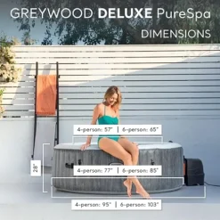 Intex PureSpa Plus 6 Person Inflatable Outdoor Hot Tub Spa Greywood