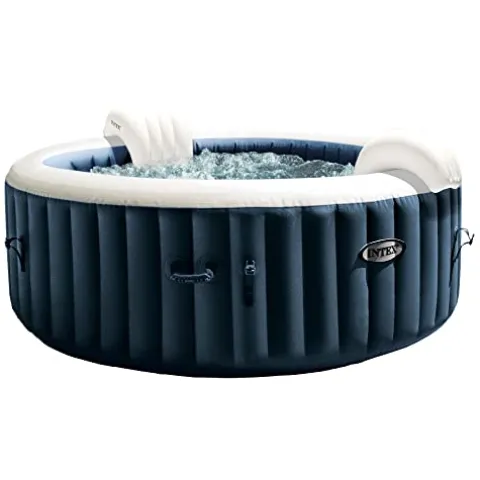 Intex PureSpa Plus 4 Person Portable Inflatable Outdoor Bubble Jet Spa Hot Tub Blue