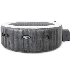 Intex PureSpa Plus Greywood Deluxe 6 Person Inflatable Hot Tub Gray with Seat Inserts