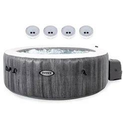 Intex PureSpa Plus Greywood Inflatable Hot Tub with LED Lights Gray
