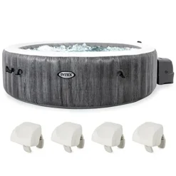 Intex PureSpa Plus Greywood Inflatable Hot Tub with Headrest Pillow 4 Pack