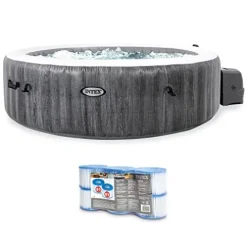 Intex PureSpa Plus 6-Person Inflatable Hot Tub with Filter Cartridges Gray