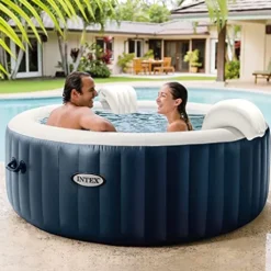 Intex PureSpa Plus 6-Person Portable Inflatable Hot Tub with Filter Cartridges Blue