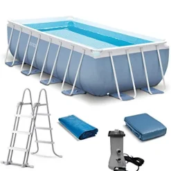 Intex Rectangular Prism Frame Pool Set 16ft x 8ft x 42in Multicolor