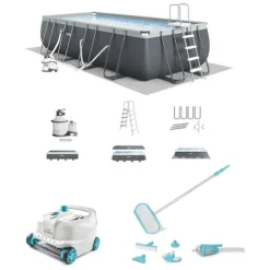Intex Rectangular Ultra XTR Frame Swimming Pool Set Gray
