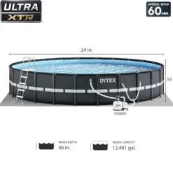 Intex Round Ultra XTR Frame Swimming Pool Set with Filter Pump Gray