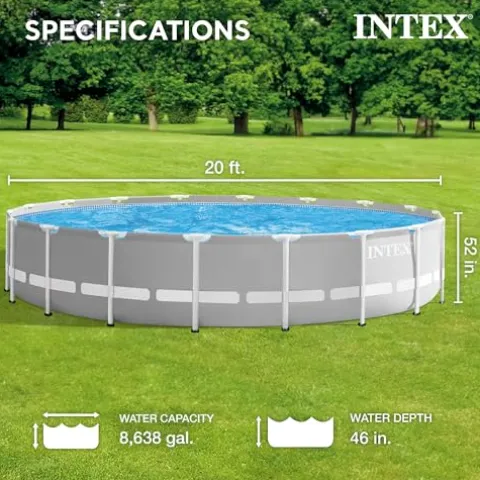 Intex Steel Frame Round Above Ground Swimming Pool Set Gray