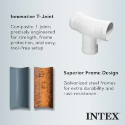 Intex Steel Frame Round Above Ground Swimming Pool Set Gray