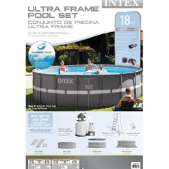 Intex Ultra Frame Pool Set with Sand Filter Pump, Ladder, Ground Cloth & Pool Cover