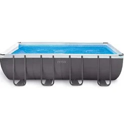 Intex Ultra Frame Rectangular Pool Set with Sand Filter Pump Gray