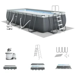 Intex Ultra XTR Deluxe Rectangular Above Ground Pool Set Gray