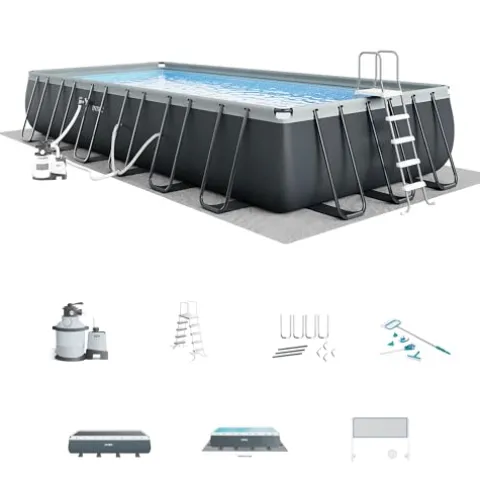 Intex Ultra XTR Deluxe Rectangular Above Ground Pool Set 24ft x 12ft x 52in Gray