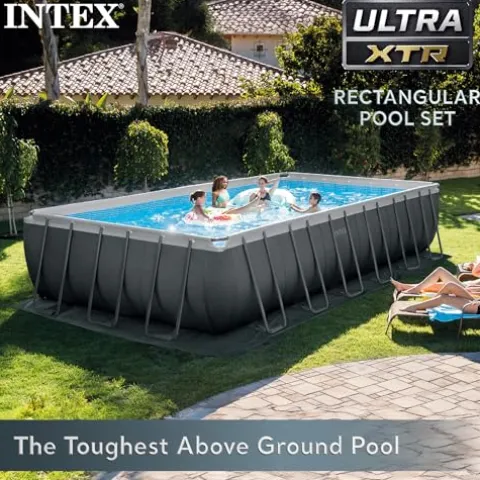 Intex Ultra XTR Deluxe Rectangular Above Ground Pool Set 24ft x 12ft x 52in Gray