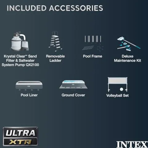 Intex Ultra XTR Deluxe Rectangular Above Ground Pool Set 24ft x 12ft x 52in Gray