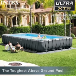 Intex Ultra XTR Deluxe Rectangular Above Ground Pool Set 32ft x 16ft x 52in with Sand Filter Pump Gray