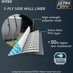 Intex Ultra XTR Deluxe Rectangular Above Ground Pool Set 32ft x 16ft x 52in with Sand Filter Pump Gray
