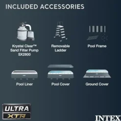 Intex Ultra XTR Deluxe Rectangular Above Ground Pool Set 32ft x 16ft x 52in with Sand Filter Pump Gray