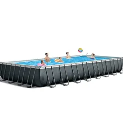 Intex Ultra XTR Frame Rectangular Swimming Pool Set Blue Gray