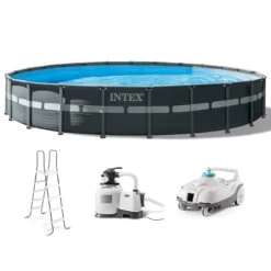 Intex ZX100 Pool Cleaner & Ultra XTR Deluxe Above Ground Pool White