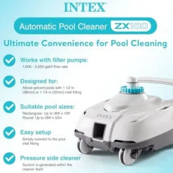 Intex ZX100 Pool Cleaner & Ultra XTR Deluxe Above Ground Pool White