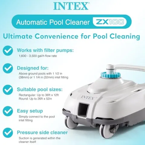 Intex ZX100 Pool Cleaner & Ultra XTR Deluxe Above Ground Pool White