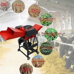 INTSUPERMAI Hay Cutter Pulverizer Grass Crusher 4-Blade 220V Red and Black