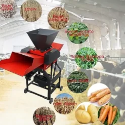 INTSUPERMAI Hay Cutter Pulverizer Grass Crusher 4-Blade 220V Red and Black