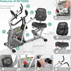 Inverapy Recumbent Cross Trainer with Swivel Seat & Leg Harness White/Gray/Black