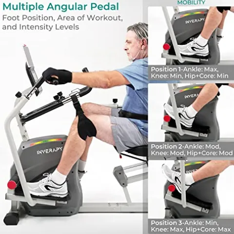 Inverapy Recumbent Cross Trainer with Swivel Seat & Leg Harness White/Gray/Black