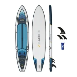 iROCKER Blackfin Model V Inflatable Stand Up Paddle Board Blue Gold