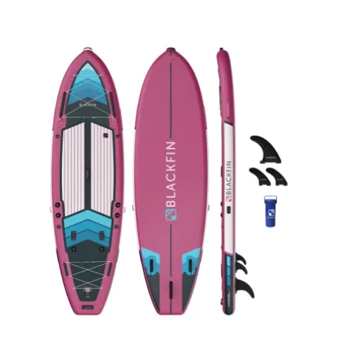 iROCKER Blackfin Model X Inflatable Stand Up Paddle Board Fuchsia Blue