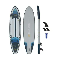 iROCKER Blackfin Model XL Inflatable Stand Up Paddle Board Blue Gold