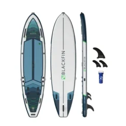 iROCKER Blackfin Model XL Inflatable Stand Up Paddle Board Blue Green