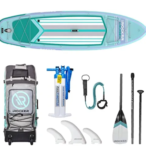 iROCKER Cruiser Inflatable Stand Up Paddle Board Aqua